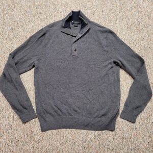 Brooks Brothers Sweater Mens Small Grey Half Button Cashmere Blend Preppy Casual